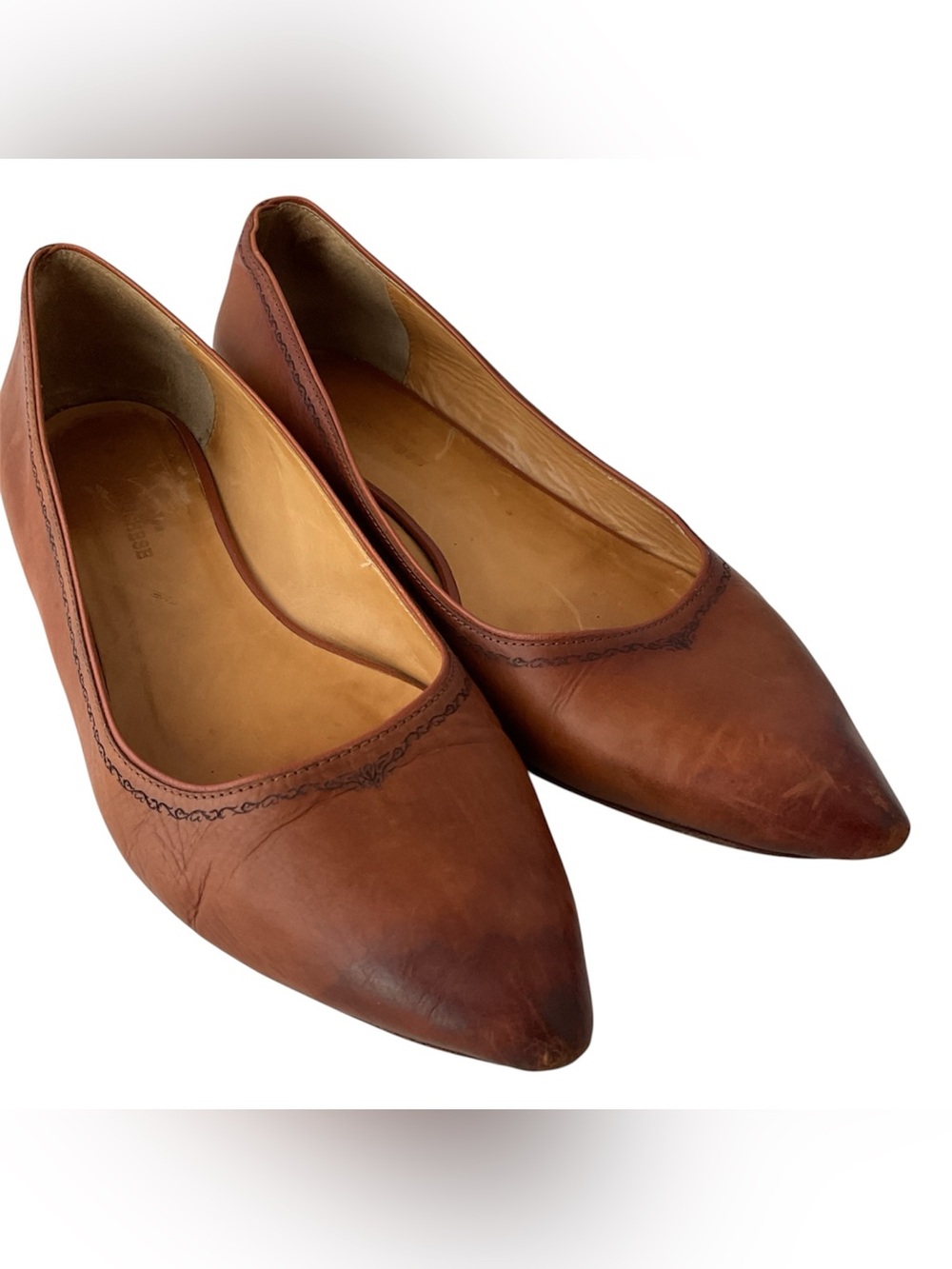 Lucchese Brown Leather Flat Pump Heel Pointed Toe Shoe Women’s Size 9